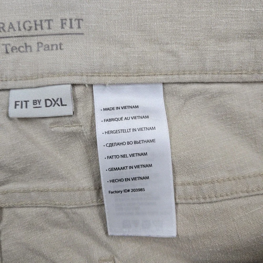 Oak Hill Tech Pants Mens 42x28 Beige Linen Blend Chino Regular Fit Stretch